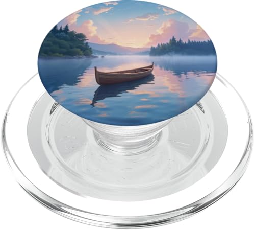 Ruhiges Boot auf dem Nebelsee bei Sunrise Art PopSockets PopGrip für MagSafe von Fade Aura