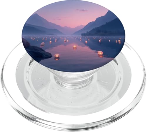 Schwimmende Laternen am Bergsee bei Dämmerung PopSockets PopGrip für MagSafe Schwimmende Laternen am Bergsee bei Dämmerung PopSockets PopGrip für MagSafe von Fade Aura