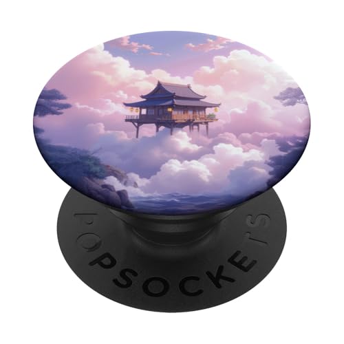 Schwimmende Pagode über Wolken und Ozeanhorizont PopSockets Klebender PopGrip von Fade Aura