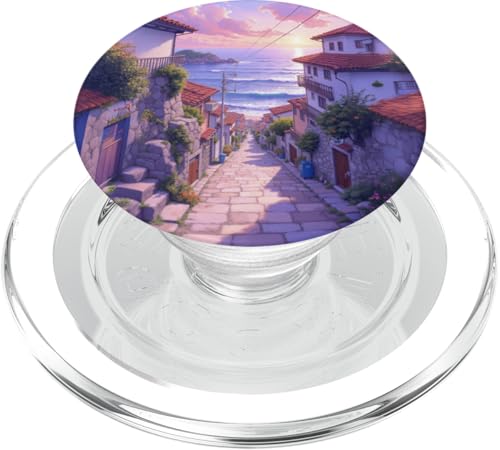 Seaside Village Sunset Street Coastal Art Szene PopSockets PopGrip für MagSafe Seaside Village Sunset Street Coastal Art Szene PopSockets PopGrip für MagSafe von Fade Aura