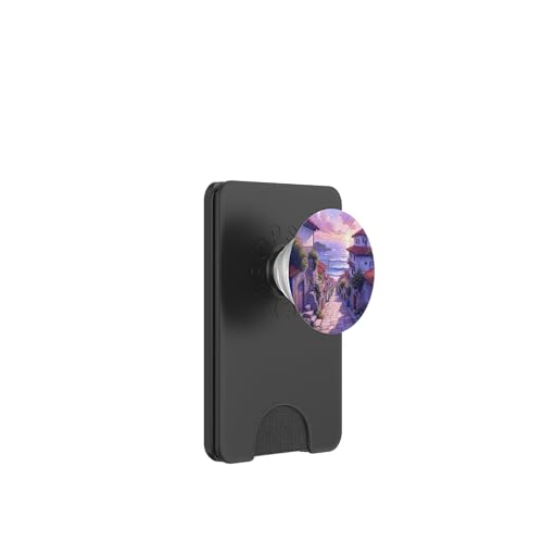 Seaside Village Sunset Street Coastal Art Szene PopSockets PopWallet für MagSafe von Fade Aura