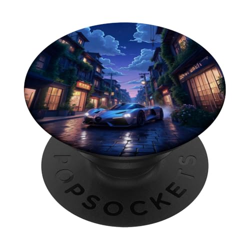 Silver Hypercar Dream Night Drive im Streetstyle PopSockets Klebender PopGrip von Fade Aura