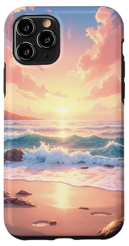 Sonnenaufgang Beach Wellen mit weichem goldenem Licht Hülle für iPhone 11 Pro von Fade Aura