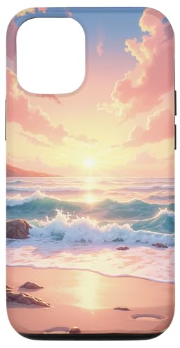 Sonnenaufgang Beach Wellen mit weichem goldenem Licht Hülle für iPhone 12/12 Pro von Fade Aura