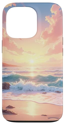Sonnenaufgang Beach Wellen mit weichem goldenem Licht Hülle für iPhone 13 Pro von Fade Aura