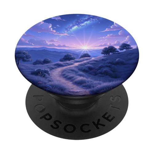 Sonnenaufgang über Bergweg und Sternenhimmel PopSockets Klebender PopGrip von Fade Aura