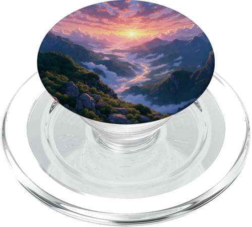 Sonnenaufgang über nebligen Berg River Valleys PopSockets PopGrip für MagSafe Sonnenaufgang über nebligen Berg River Valleys PopSockets PopGrip für MagSafe von Fade Aura