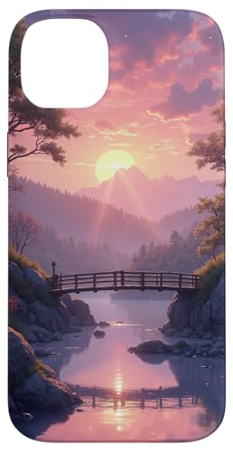 Sonnenuntergang Brücke über ruhige Flusslandschaft Hülle für iPhone 14 Plus Sonnenuntergang Brücke über ruhige Flusslandschaft Hülle für iPhone 14 Plus von Fade Aura