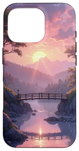 Sonnenuntergang Brücke über ruhige Flusslandschaft Hülle für iPhone 16 Pro Sonnenuntergang Brücke über ruhige Flusslandschaft Hülle für iPhone 16 Pro von Fade Aura