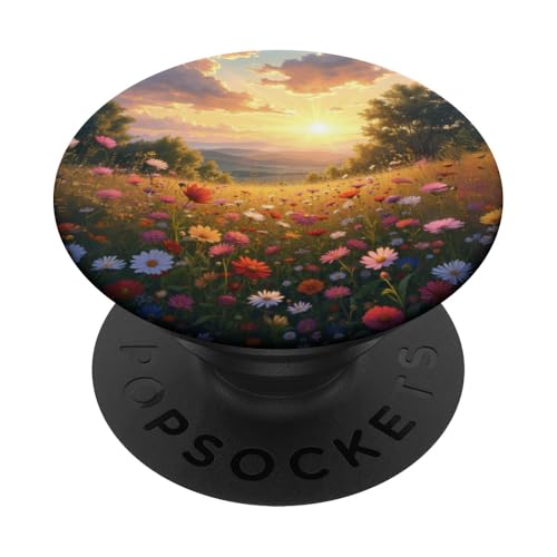 Sonnenuntergang über Wildblumenwiese und Rolling Hills PopSockets Klebender PopGrip von Fade Aura