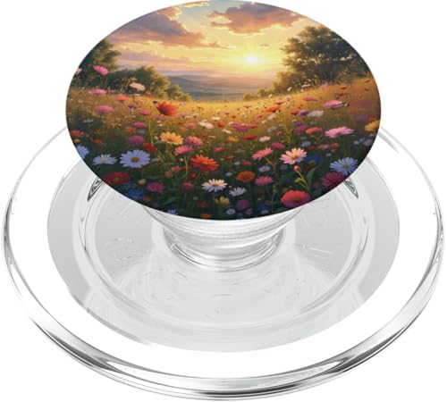 Sonnenuntergang über Wildblumenwiese und Rolling Hills PopSockets PopGrip für MagSafe Sonnenuntergang über Wildblumenwiese und Rolling Hills PopSockets PopGrip für MagSafe von Fade Aura