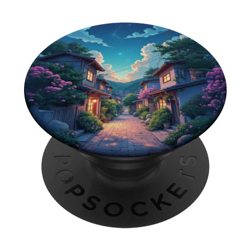 Starlit Village Alley Twilight Szene Kunst PopSockets Klebender PopGrip von Fade Aura