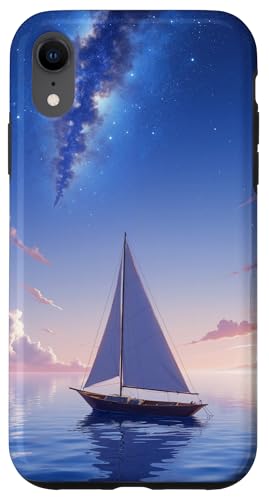Starry Night Ocean Segelboot unter Milchstraße Himmel Hülle für iPhone XR von Fade Aura