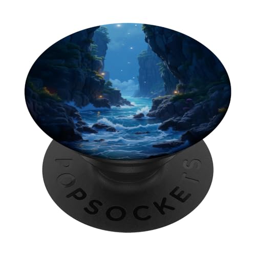 Starry Ocean Gorge mit leuchtendem Dämmerungswasser PopSockets Klebender PopGrip von Fade Aura