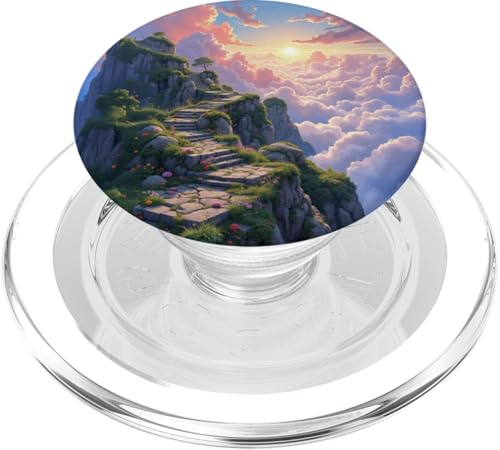 Steintreppe durch Wolken zu den Sunrise Peaks PopSockets PopGrip für MagSafe Steintreppe durch Wolken zu den Sunrise Peaks PopSockets PopGrip für MagSafe von Fade Aura