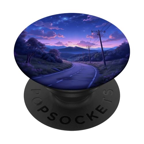 Sternenstraße, Sonnenuntergang über Bergen, Kunst PopSockets Klebender PopGrip von Fade Aura