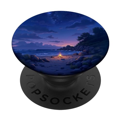 Strand Lagerfeuer unter Sternenhimmel Szene PopSockets Klebender PopGrip von Fade Aura