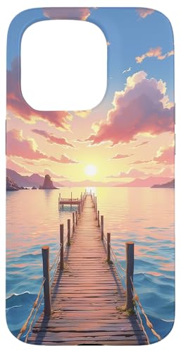 Szenisches Kunstwerk am Pier am Meer bei Sonnenuntergang Hülle für iPhone 15 Pro von Fade Aura