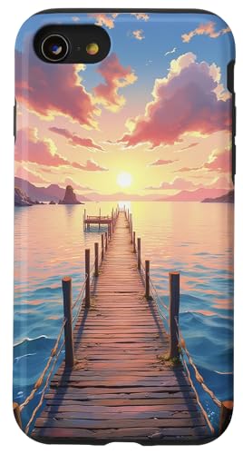 Szenisches Kunstwerk am Pier am Meer bei Sonnenuntergang Hülle für iPhone SE (2020) / 7 / 8 von Fade Aura
