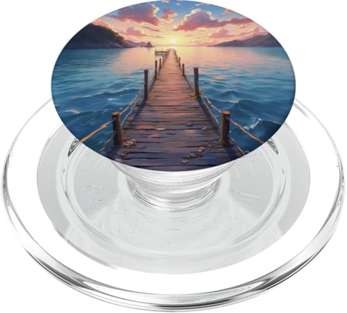 Szenisches Kunstwerk am Pier am Meer bei Sonnenuntergang PopSockets PopGrip für MagSafe von Fade Aura
