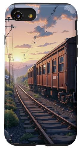 Vintage Train Track Sunset Ästhetische Eisenbahn Szene Hülle für iPhone SE (2020) / 7 / 8 von Fade Aura