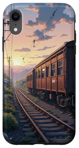 Vintage Train Track Sunset Ästhetische Eisenbahn Szene Hülle für iPhone XR von Fade Aura