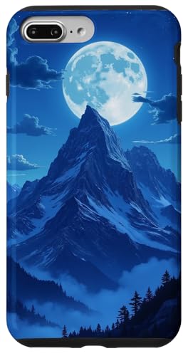 Vollmond hinter verschneiten Berggipfeln bei Nacht Hülle für iPhone 7 Plus/8 Plus von Fade Aura