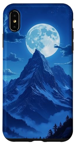 Vollmond hinter verschneiten Berggipfeln bei Nacht Hülle für iPhone XS Max von Fade Aura