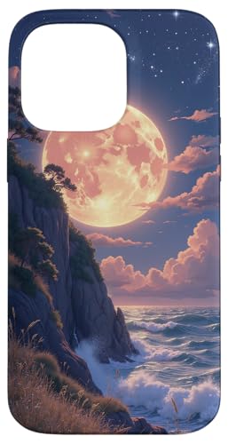 Vollmond über Ozeanwellen und Klippen Hülle für iPhone 14 Pro Max von Fade Aura