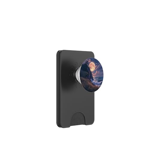 Vollmond über Ozeanwellen und Klippen PopSockets PopWallet für MagSafe von Fade Aura