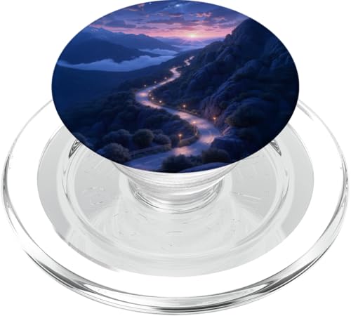 Winding Mountain Road Sonnenuntergang unter Sternenhimmel PopSockets PopGrip für MagSafe von Fade Aura