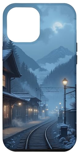 Winterbahnstrecke unter Vollmondnacht Hülle für iPhone 12 Pro Max von Fade Aura