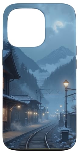 Winterbahnstrecke unter Vollmondnacht Hülle für iPhone 13 Pro von Fade Aura