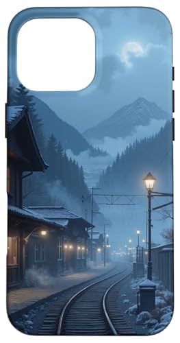 Winterbahnstrecke unter Vollmondnacht Hülle für iPhone 16 Pro Max von Fade Aura