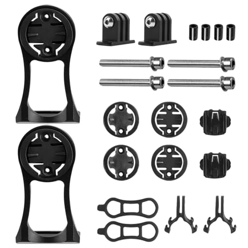 2 Sätze Fahrrad Halterung verstellbar mit Fahrradcomputer Halterung, Fahrradcomputer Basis, Kamera Halterung, Taschenlampen Halterung Bike-Lenkerhalterung Extended Out-Front-Halterung(Schwarz) von Faderr