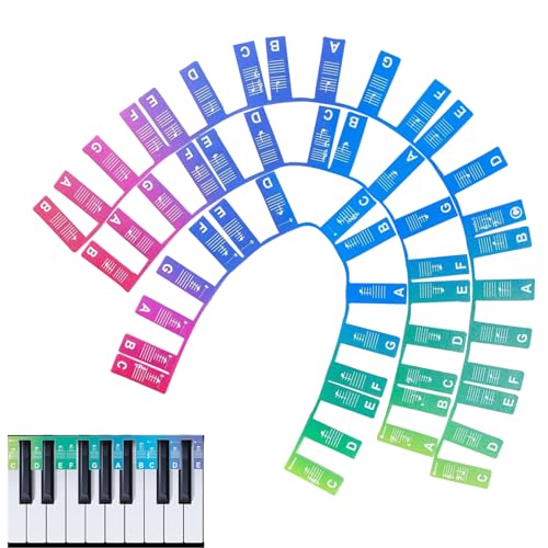 Farbenfrohe Klaviertastatur-Noten für 88 Tasten, Klavier Keyboard Noten-Aufkleber für Anfänger, Abnehmbare Notenetiketten, Wiederverwendbar, keine Aufkleber erforderlich(bunt) von Faderr