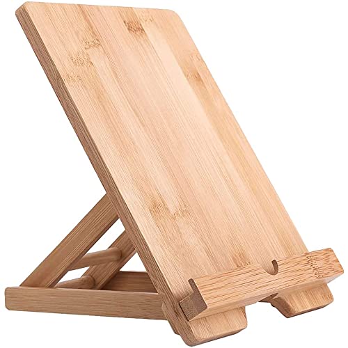 FadyDail Bambus Tablet Ständer Holz Handy Ständer Tisch, Holz Tablet Halter Schreibtisch Tabletständer Handy Ständer Tablethalter für iPad Tablets und iPhone alle Handys (Große Größe) von FadyDail