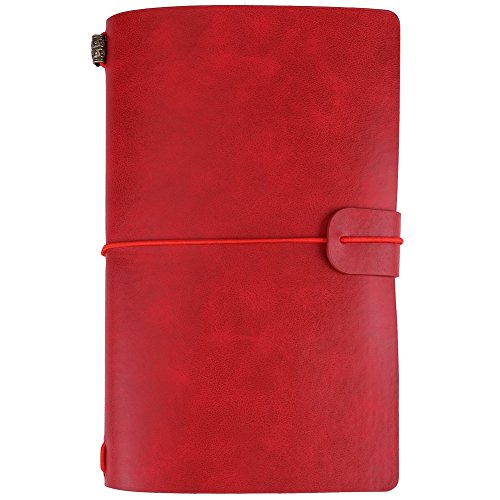 1 Stück Reisetagebuch Notizbuch Vintage Retro PU Leder Notizbuch Personalisiertes Tagebuch Nachfüllbarer Notizblock Travel Tagebuch(rot) von Fafeicy