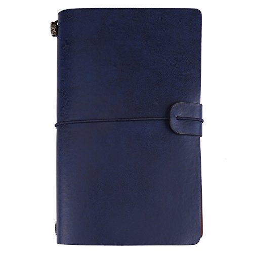1 Stück Reisetagebuch Notizbuch Vintage Retro PU Leder Notizbuch Personalisiertes Tagebuch Tagebuch Nachfüllbarer Notizblock(Dunkelblau) von Fafeicy