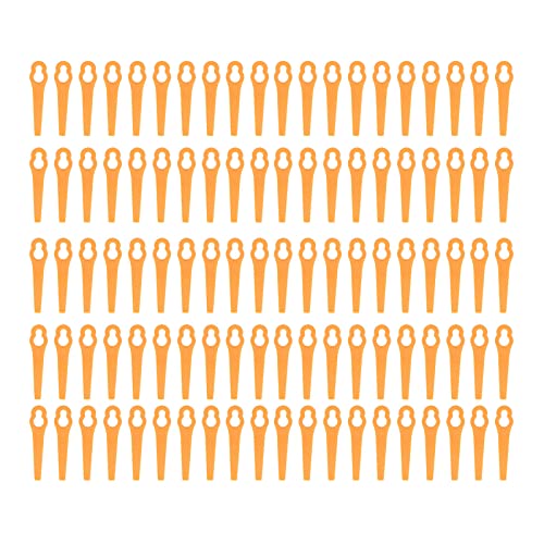 100 Stück Plastikschneiderblätter, Haushaltsrasenmäher -Ersatzklingen mit Kürbisform, Sicherheitsbeschnitten -Zubehör für Grasschneider (ORANGE) von Fafeicy
