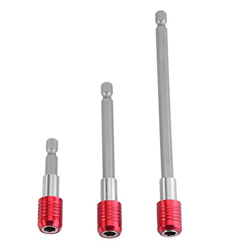 3 Stück 1/4" Bithalter 60mm/100mm/150mm Akkuschrauber Halterung Edelstah Magnetische Bohrer Verlängerung Halter Verlängerungsstange für 1/4" Sechskant Schraubendreher Bits (Rote drei Zweige) von Fafeicy