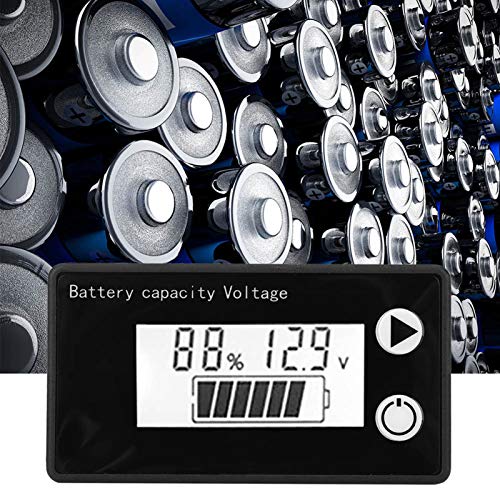 Batterievoltmeter, Voltmeter Batteriekapazitätsspannung, DC8V-100V 26 Serie 25 Serie ((10-100 V) blau + Alarm) von Fafeicy