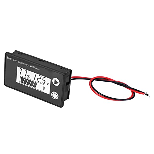 Batterievoltmeter, Voltmeter Batteriekapazitätsspannung, DC8V-100V 26 Serie 25 Serie ((10–100 V) weiß, kein Alarm + keine Temperatur) von Fafeicy