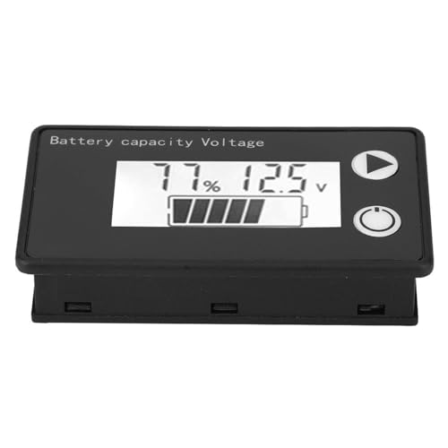Batterievoltmeter, Voltmeter Batteriekapazitätsspannung, DC8V-100V 26 Serie 25 Serie ((10-100V) weiß + Alarm) von Fafeicy