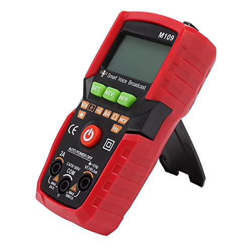 Digital Multimeter English Voice Broadcast Multimeter Taschenlampe Backlit -Bildschirm Automatisch Tragbarer NCV DC AC Voltmeter Ammeter (Rot) von Fafeicy