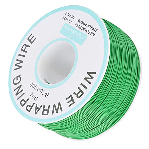 Einadriger Kupferdraht, Einadrige Verzinnte Kupferdrahtrolle, 105 °C Hochtemperaturbeständiger Draht für Notebooks, LCD-Bildschirme, mit 0,25 Mm Kerndurchmesser (GREEN) von Fafeicy