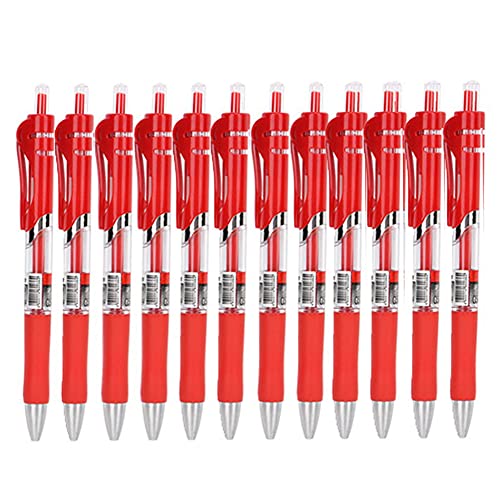 Fafeicy 12 Stück 0,5 Mm Gelstift Große Kapazität Presse Carbon Tip Neutral Stift (Rot) von Fafeicy