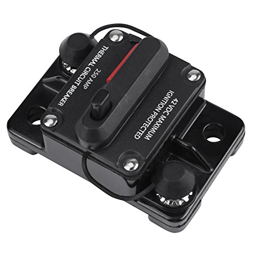 Fafeicy DC12V-42V 250A Elektronischer Modus Auto-Stereo-Audio-Inline-Leistungsschalter Manueller Reset, der anstelle eines Inline-Sicherungshalters verwendet wird, Automatische Erkennung(250A) von Fafeicy
