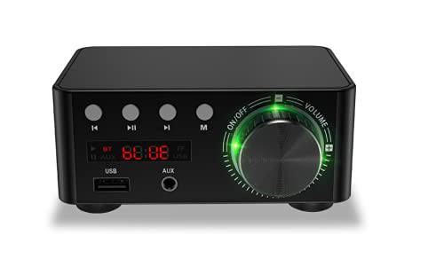 Fafeicy HiFi Bluetooth 5.0 Audio-Verstärker, 50 W x 2 Stereo Leistungsstarker digitaler Audio-Verstärker Board-Speicherkarten-Player für AMP-Verstärker für Haushaltsautos, ohne Adapter(Schwarz) von Fafeicy