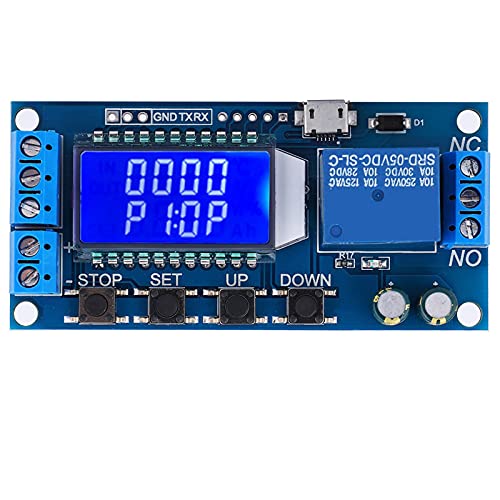 Fafeicy 5V 12V 24V Zeitverzögerungs Relaismodul, 0.01s-9999min Verzögerungs Aus Zyklus Timer, mit LCD-Anzeige, Not-Aus-Funktion mit einer Taste (STOP-Taste) von Fafeicy